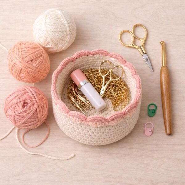 Crochet Basket Pattern PDF | Scalloped Edge | Instant Download