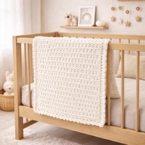 One Skein Baby Blanket Crochet Pattern, Beginner Friendly Reversible Stitch (PDF)