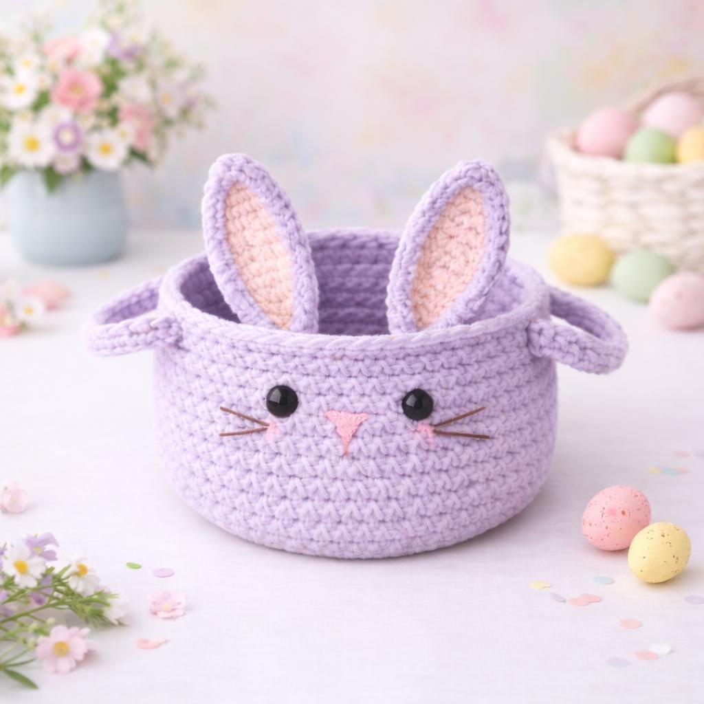 Bunny Basket Crochet Pattern PDF, Amigurumi Rabbit Storage, Baby Nursery Decor,  Beginner Crochet