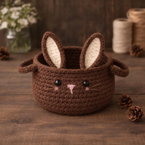 il_fullxfull.7685763092_hjzl.jpg Bunny Basket Crochet Pattern PDF, Amigurumi Rabbit Storage, Baby Nursery Decor, Beginner Crochet
