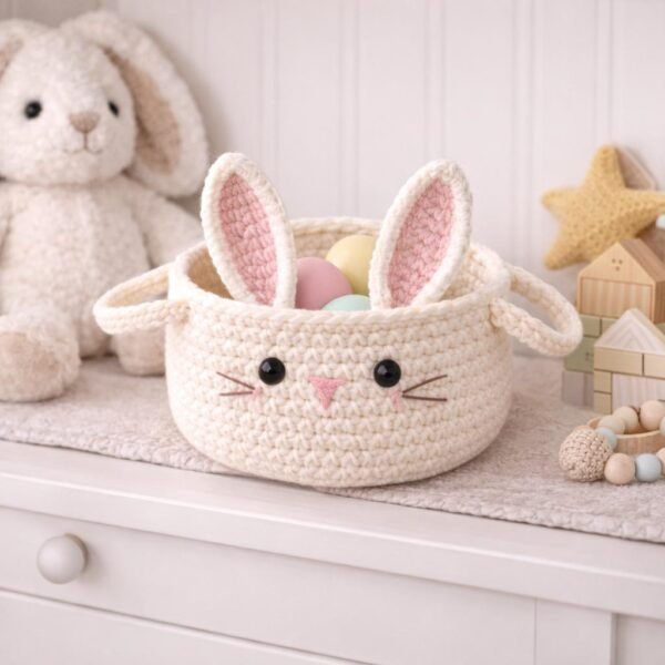 il_fullxfull.7685763142_ih0p.jpg Bunny Basket Crochet Pattern PDF, Amigurumi Rabbit Storage, Baby Nursery Decor, Beginner Crochet