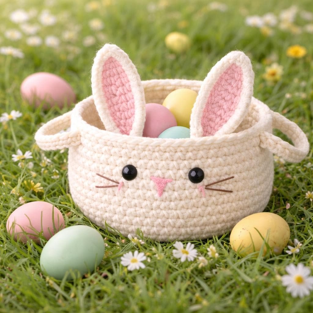 Bunny Basket Crochet Pattern PDF, Amigurumi Rabbit Storage, Baby Nursery Decor,  Beginner Crochet