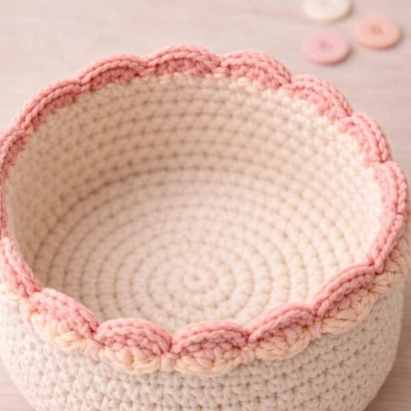 Crochet Basket Pattern PDF | Scalloped Edge | Instant Download