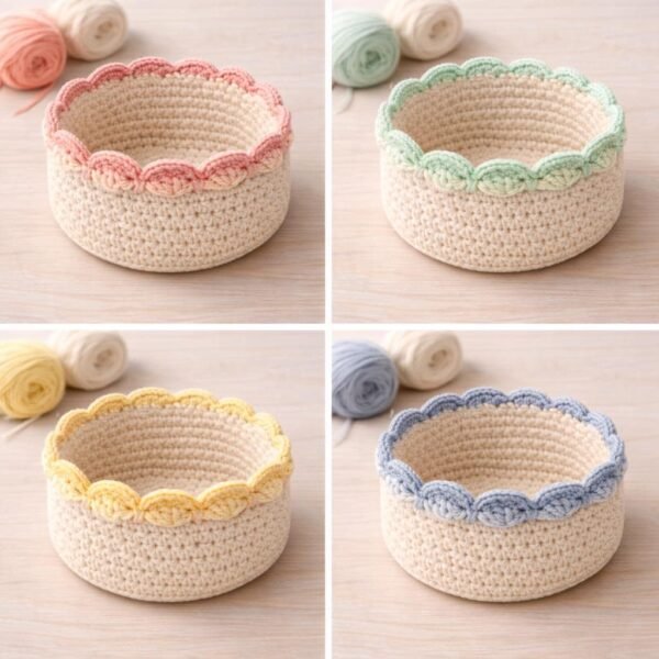 Crochet Basket Pattern PDF | Scalloped Edge | Instant Download