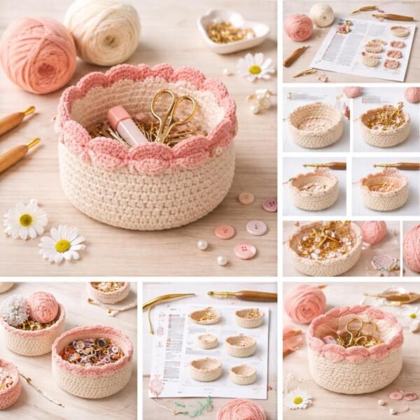 Crochet Basket Pattern PDF | Scalloped Edge | Instant Download