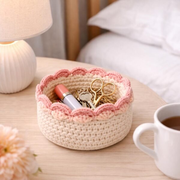 Crochet Basket Pattern PDF | Scalloped Edge | Instant Download
