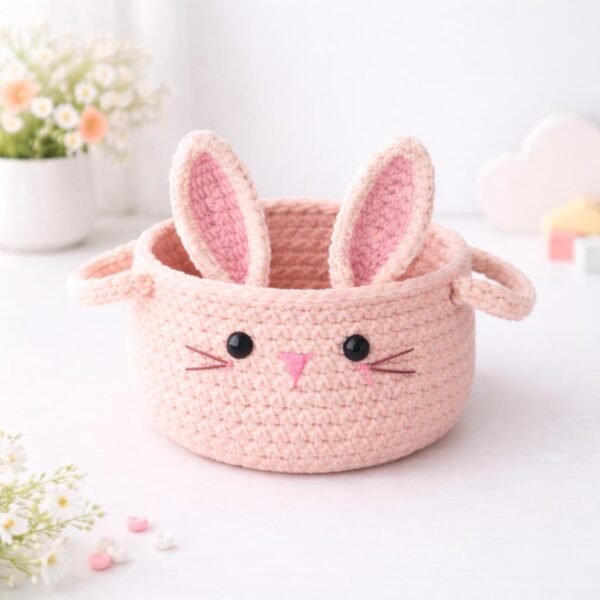 il_fullxfull.7733705743_4enx.jpg Bunny Basket Crochet Pattern PDF, Amigurumi Rabbit Storage, Baby Nursery Decor, Beginner Crochet