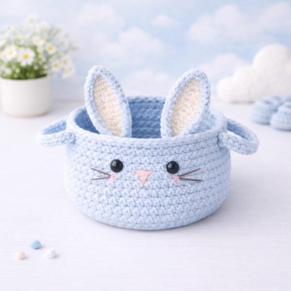 il_fullxfull.7733705755_scz6.jpg Bunny Basket Crochet Pattern PDF, Amigurumi Rabbit Storage, Baby Nursery Decor, Beginner Crochet