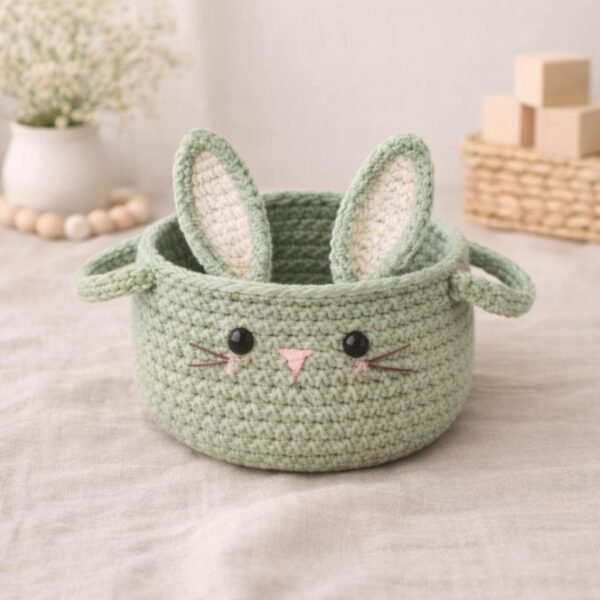il_fullxfull.7733705765_6g77.jpg Bunny Basket Crochet Pattern PDF, Amigurumi Rabbit Storage, Baby Nursery Decor, Beginner Crochet