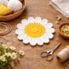 Daisy Flower Coaster Crochet Pattern, Beginner Floral Tutorial (PDF Download)