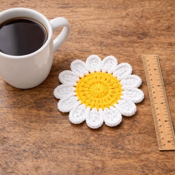 Daisy Flower Coaster Crochet Pattern, Beginner Floral Tutorial (PDF Download)