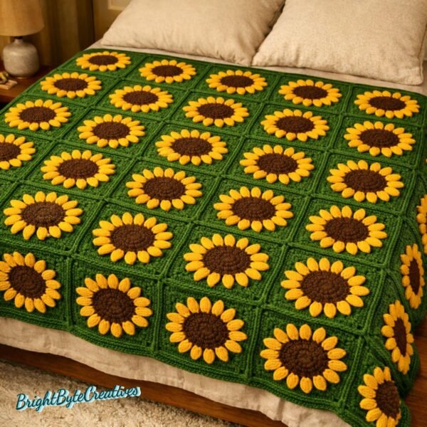 il_fullxfull.7821040140_c8ua.jpg Sunflower Crochet Granny Square Pattern | Beginner Blanket Motif (PDF Download)