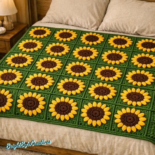 il_fullxfull.7821040150_s9kc.jpg Sunflower Crochet Granny Square Pattern | Beginner Blanket Motif (PDF Download)