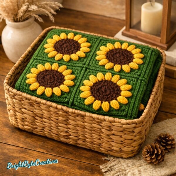 il_fullxfull.7821040212_e354.jpg Sunflower Crochet Granny Square Pattern | Beginner Blanket Motif (PDF Download)