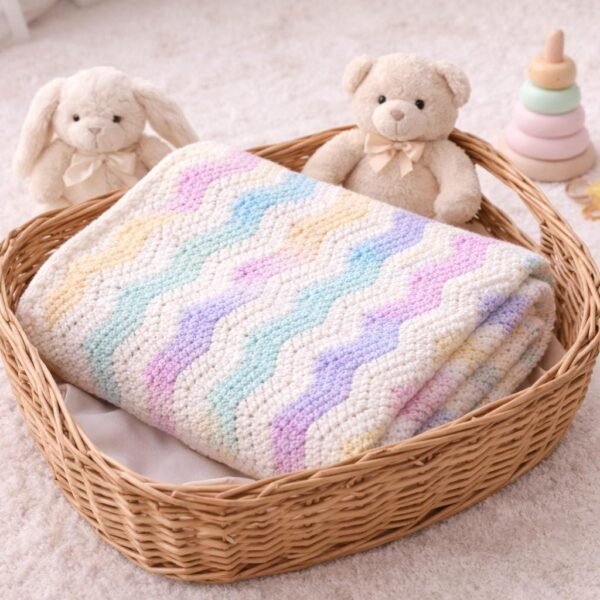 Chevron Pastel Baby Blanket Crochet Pattern | Easy Ripple Blanket | Beginner Friendly | Step-by-Step PDF