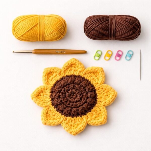il_fullxfull.7830486328_1jhh.jpg Crochet Sunflower Coaster Pattern PDF, Flower Coaster Tutorial Difficulty: Easy / Intermediate