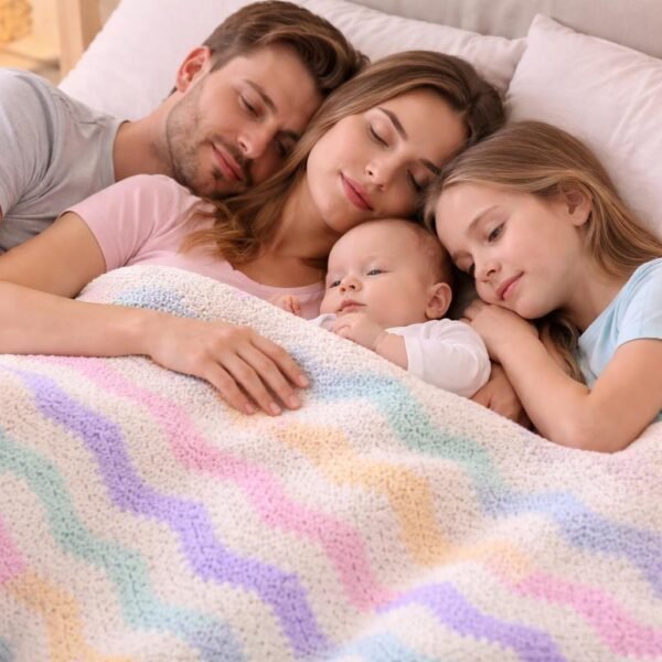Chevron Pastel Baby Blanket Crochet Pattern | Easy Ripple Blanket | Beginner Friendly | Step-by-Step PDF