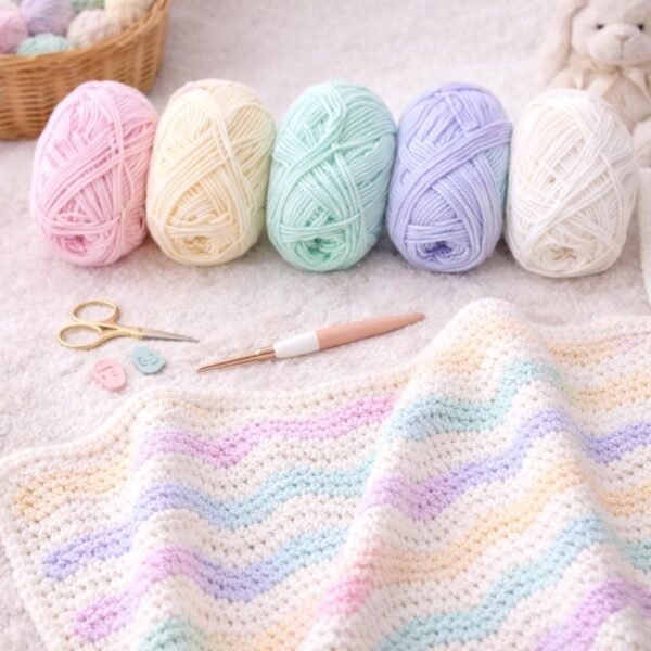 Chevron Pastel Baby Blanket Crochet Pattern | Easy Ripple Blanket | Beginner Friendly | Step-by-Step PDF