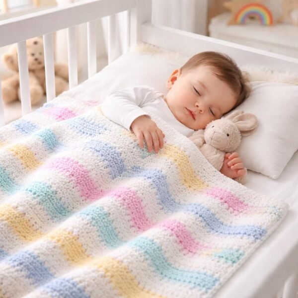 Chevron Pastel Baby Blanket Crochet Pattern | Easy Ripple Blanket | Beginner Friendly | Step-by-Step PDF