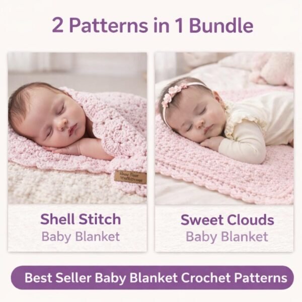 il_fullxfull.7913997558_ketc.jpg 2 Crochet Baby Blanket Patterns Bundle | Beginner Friendly | Shell Stitch + one skein | PDF Download