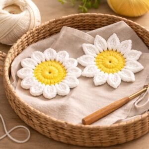 Crochet Flower Coaster Pattern, Daisy Coaster, 2 Petal Styles (PDF)