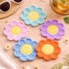 Crochet Flower Coaster Pattern, Beginner 8-Petal Daisy Mug Rug Digital Download