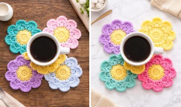 Easy Flower Coaster Crochet Pattern PDF | Beginner Daisy Coaster | Instant Download