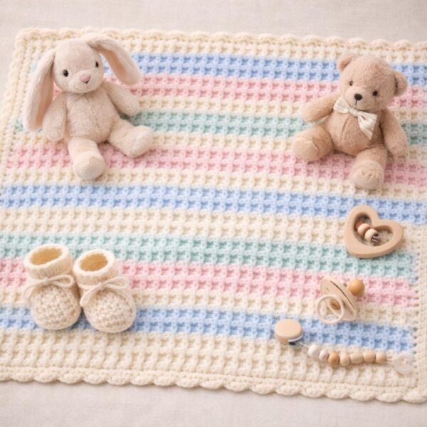 il_fullxfull.7928117768_ok5n.jpg Waffle Stitch Baby Blanket Crochet Pattern, Multi Color, Easy Textured, Beginner Friendly PDF