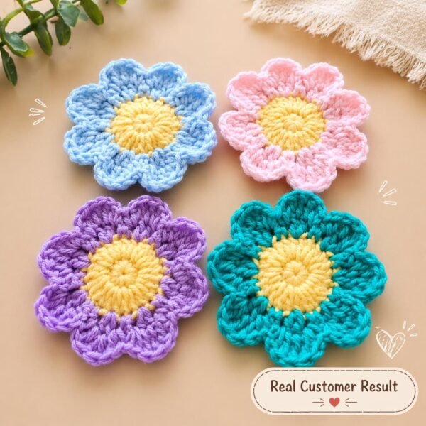 Easy Flower Coaster Crochet Pattern PDF | Beginner Daisy Coaster | Instant Download