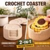 2 in 1 Crochet Coaster Pattern Bundle PDF | Minimal + Sunflower | Beginner Friendly DIY