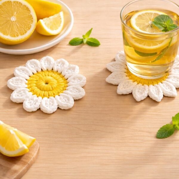 Crochet Flower Coaster Pattern, Daisy Coaster, 2 Petal Styles (PDF)