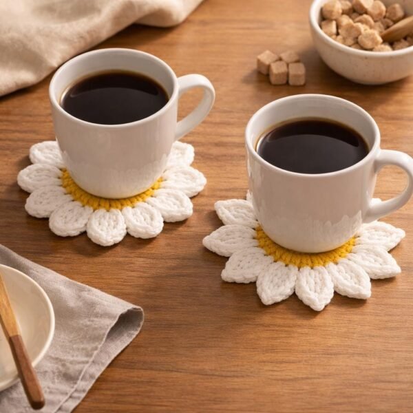 Crochet Flower Coaster Pattern, Daisy Coaster, 2 Petal Styles (PDF)