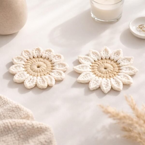 Crochet Flower Coaster Pattern, Daisy Coaster, 2 Petal Styles (PDF)