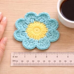 Crochet Flower Coaster Pattern, Beginner 8-Petal Daisy Mug Rug Digital Download