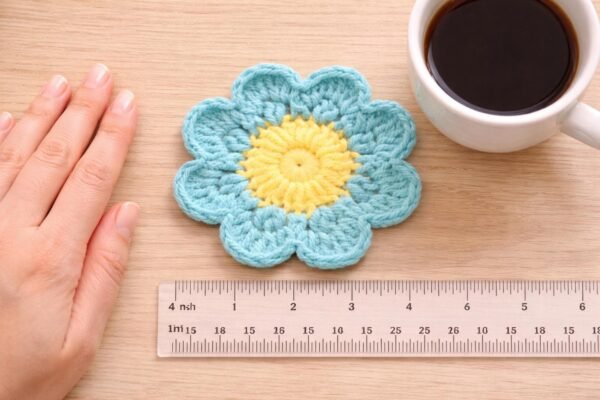 Crochet Flower Coaster Pattern, Beginner 8-Petal Daisy Mug Rug Digital Download