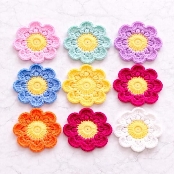 Crochet Flower Coaster Pattern, Beginner 8-Petal Daisy Mug Rug Digital Download