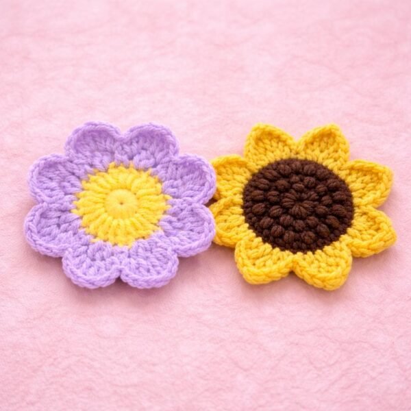 Flower & Sunflower Coaster Crochet Pattern Bundle, 2-in-1 PDF, Beginner Friendly, Instant Download