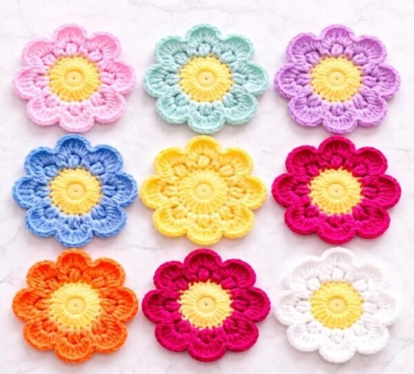 Easy Flower Coaster Crochet Pattern PDF | Beginner Daisy Coaster | Instant Download