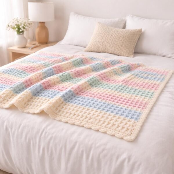 il_fullxfull.7976074327_hp6l.jpg Waffle Stitch Baby Blanket Crochet Pattern, Multi Color, Easy Textured, Beginner Friendly PDF