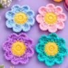il_fullxfull.7976179295_loc7.jpg Crochet Flower Coaster Pattern PDF | Easy Daisy Mug Rug | Beginner Friendly | Instant Download