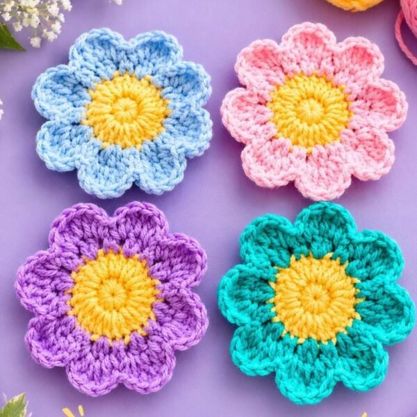 il_fullxfull.7976179295_loc7.jpg Crochet Flower Coaster Pattern PDF | Easy Daisy Mug Rug | Beginner Friendly | Instant Download