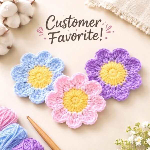 Easy Flower Coaster Crochet Pattern PDF | Beginner Daisy Coaster | Instant Download
