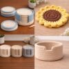 2 in 1 Crochet Coaster Pattern Bundle PDF | Minimal + Sunflower | Beginner Friendly DIY