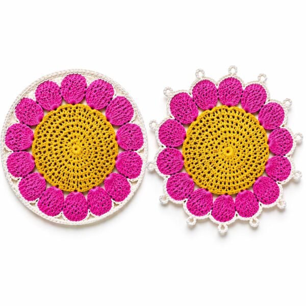 Crochet Flower Coaster Pattern | 2 Edge Options (Simple Round + Picot Edge) | Beginner Friendly  | PDF