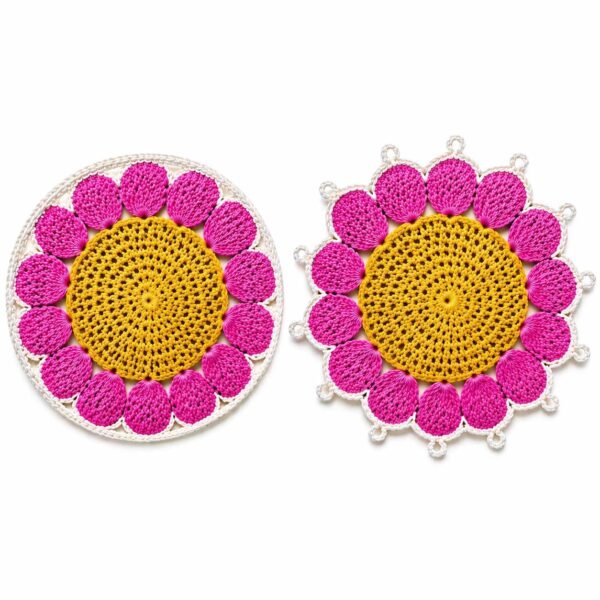 Crochet Flower Coaster Pattern | 2 Edge Options (Simple Round + Picot Edge) | Beginner Friendly  | PDF