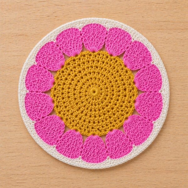 Crochet Flower Coaster Pattern | 2 Edge Options (Simple Round + Picot Edge) | Beginner Friendly  | PDF