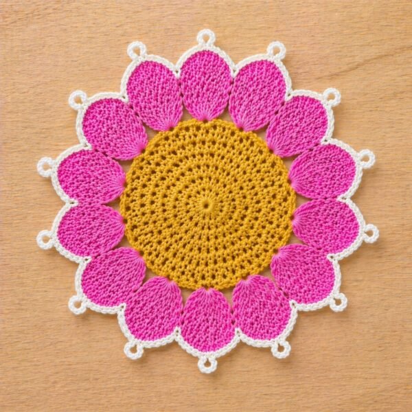 il_fullxfull.7983823475_jsw1.jpg Crochet Flower Coaster Pattern | 2 Edge Options (Simple Round + Picot Edge) | Beginner Friendly | PDF