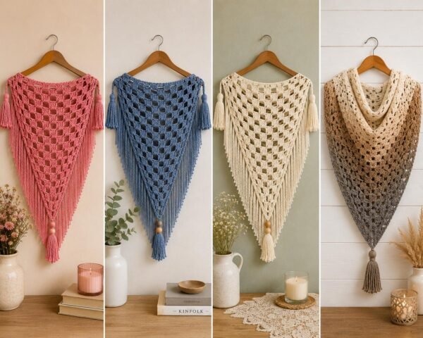 Easy Breeze Crochet Shawl Pattern | Beginner C2C Triangle Wrap | Instant Download PDF
