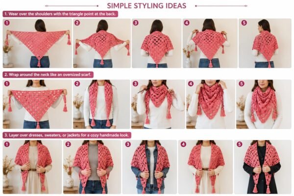 Easy Breeze Crochet Shawl Pattern | Beginner C2C Triangle Wrap | Instant Download PDF