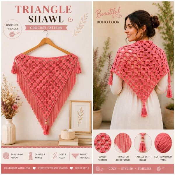 Easy Breeze Crochet Shawl Pattern | Beginner C2C Triangle Wrap | Instant Download PDF